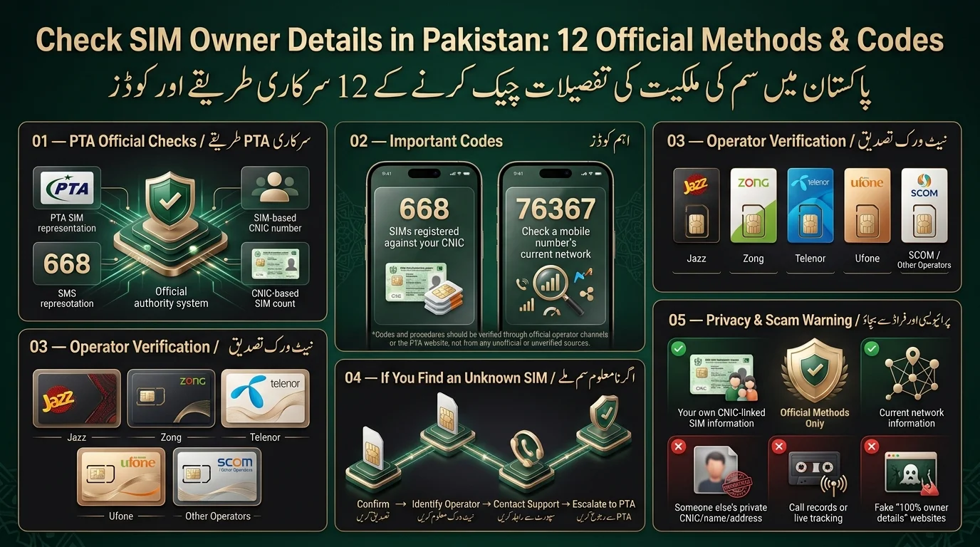 Check SIM Owner Details in Pakistan infographic