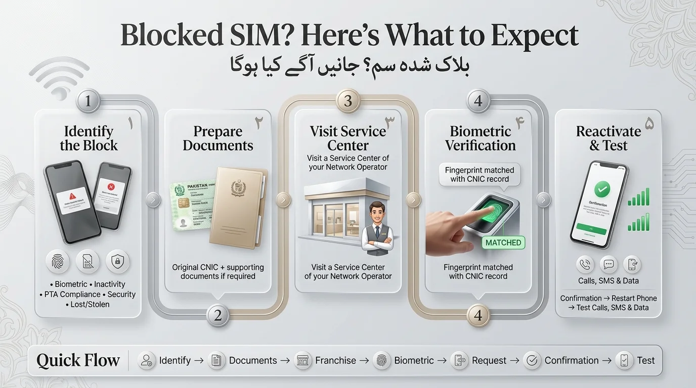 How to Reactivate a Blocked SIM Card in Pakistan infographic