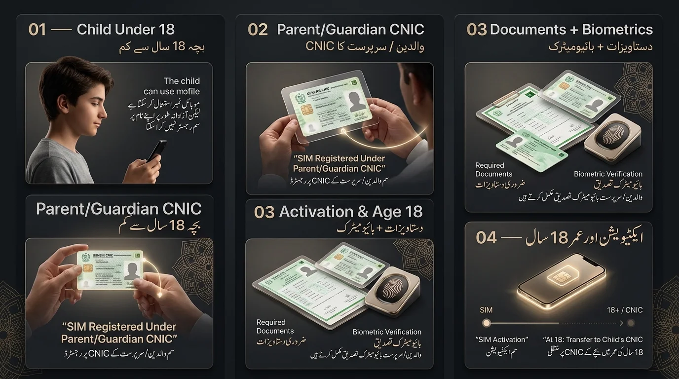  Register a SIM for a Child Under 18 in Pakistan infographic