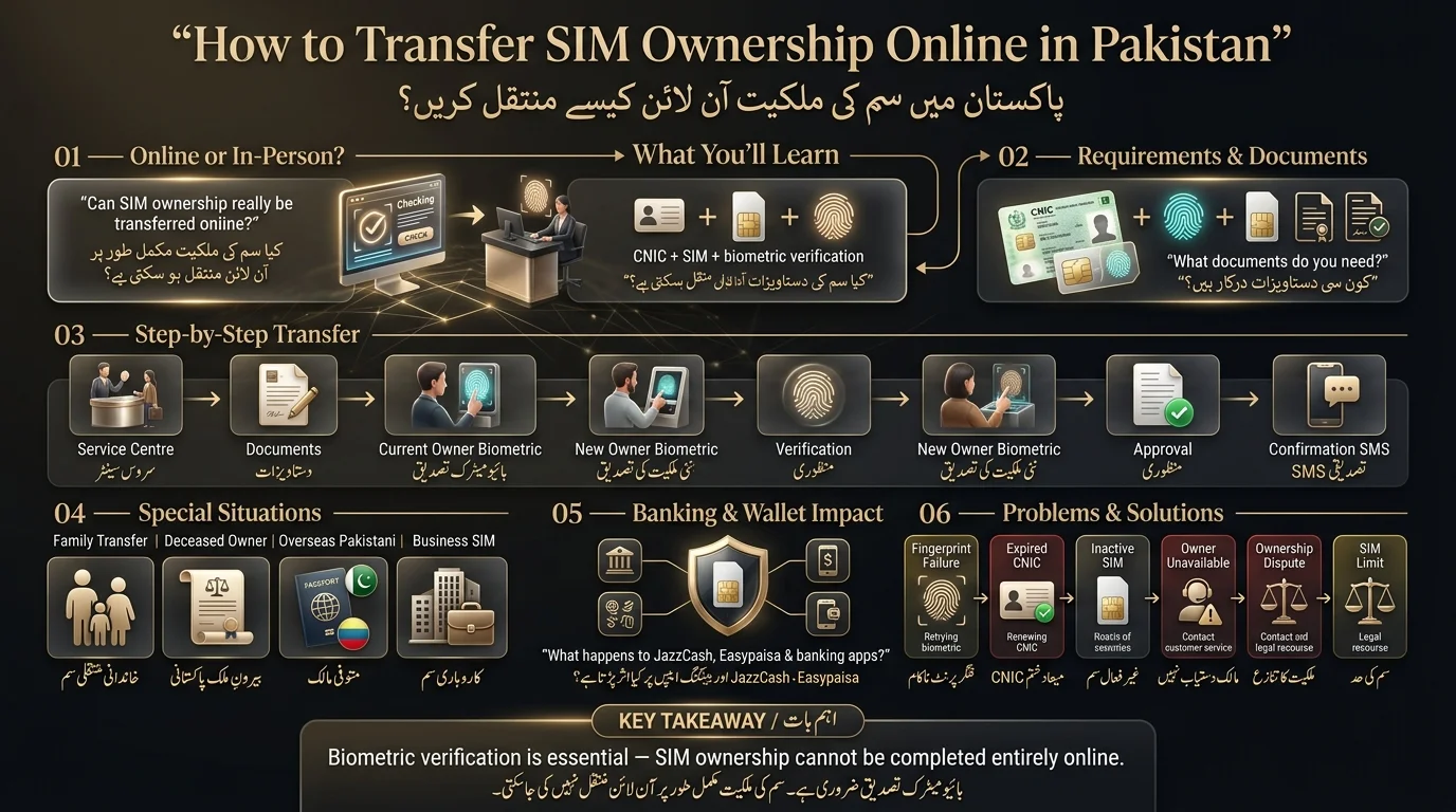 How to Transfer SIM Ownership Online in Pakistan infographic