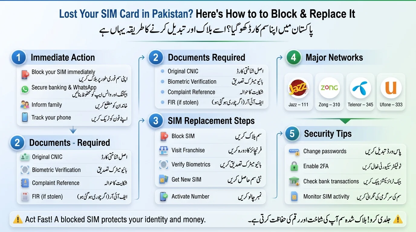 Lost Your SIM Card in Pakistan infography