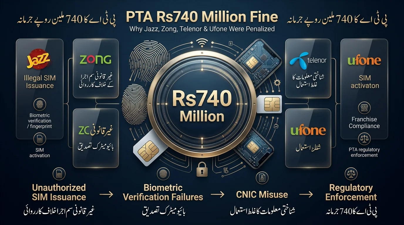 PTA Rs740 Million Fine infographic
