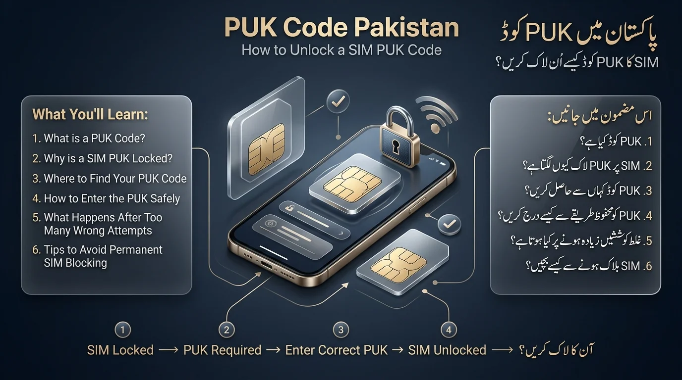 PUK Code Pakistan infographic